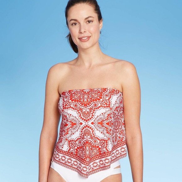 Kona Sol Swim Kona Sol Floral Strapless Bandeau Tankini Top M